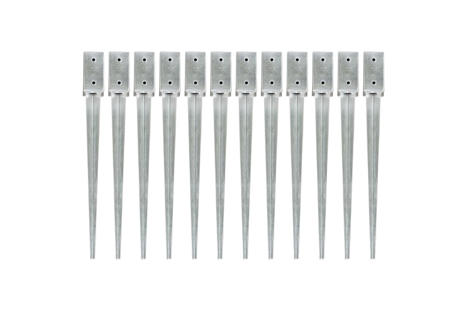 vidaXL 145403 Ground Spikes 12 Pcs Silver 7x7x75cm Galvanised Steel