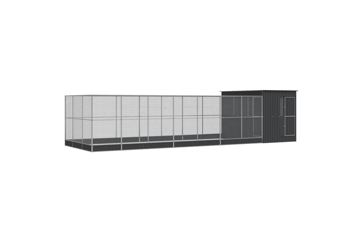 Aviary With Extension Silver 911x303x216 Cm Steel