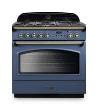 Rangemaster Classic FX 90cm Dual Fuel Range Cooker - Stone Blue with Brass Trim | CLAS90FXDFFSB/B