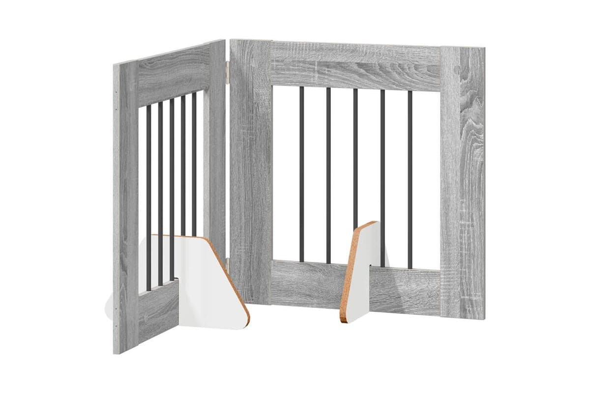 Vidaxl Foldable Dog Gate With Stands 2 Pcs Grey Sonoma 1205 Cm