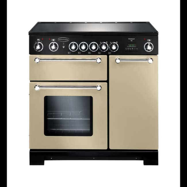 Rangemaster Kitchener 90 Ceramic 90cm Range Cooker - Cream& Chrome | KCH90ECCR-C