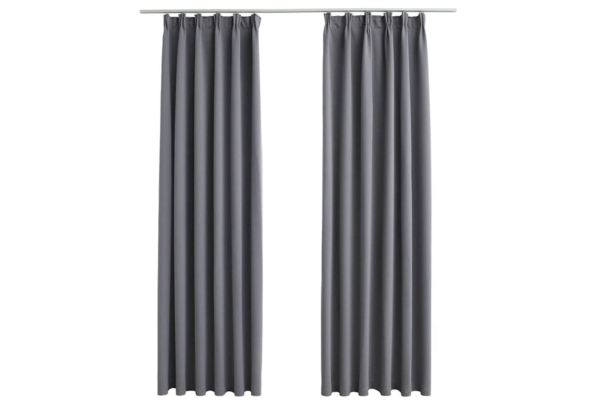 Vidaxl Blackout Curtains With Hooks 2 Pcs Grey 140x245 Cm