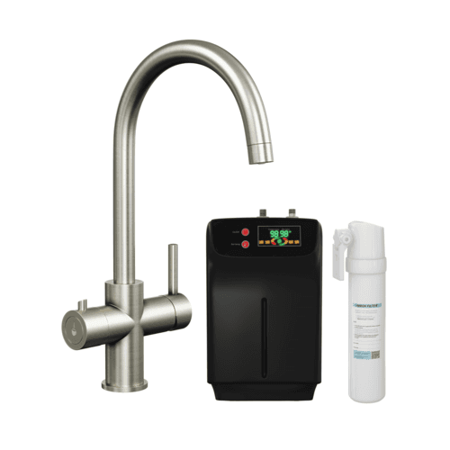 Brushed Brass 3 in 1 Instant Boiling Hot Kitchen Mixer Round Tap with 3L Boiler - Pronto Vesta