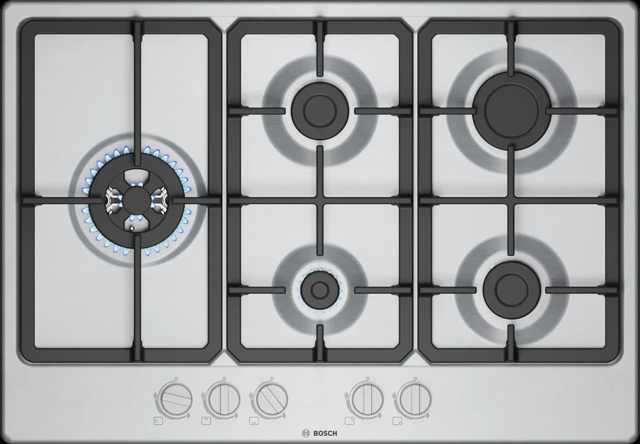 Bosch PGM7B5K90 Series 4 75cm Gas Hob – Stainless Steel