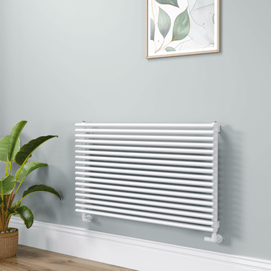 Ventura Linea White Oval Unique Designer Radiator 595x1000mm Single Panel 3072 BTU - Horizontal Bars
