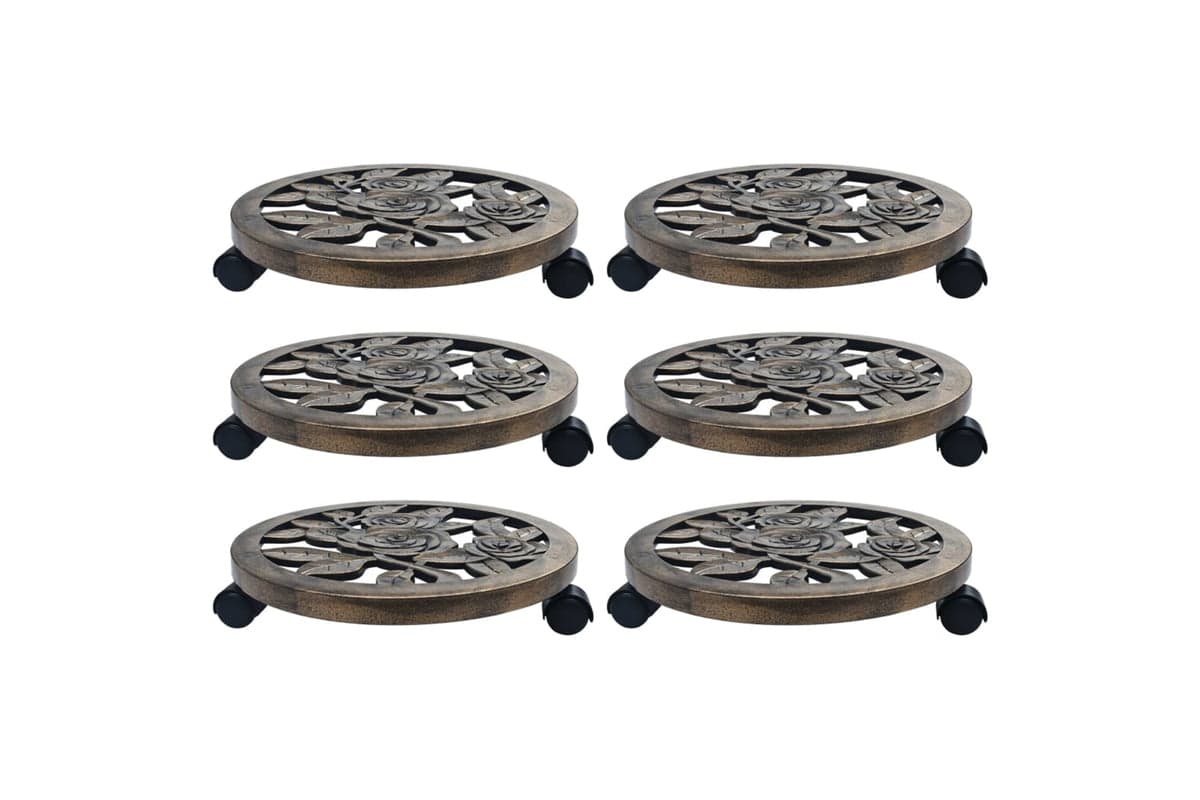 vidaXL 48229 Plant Trolleys 6 Pcs Bronze 38cm Plastic