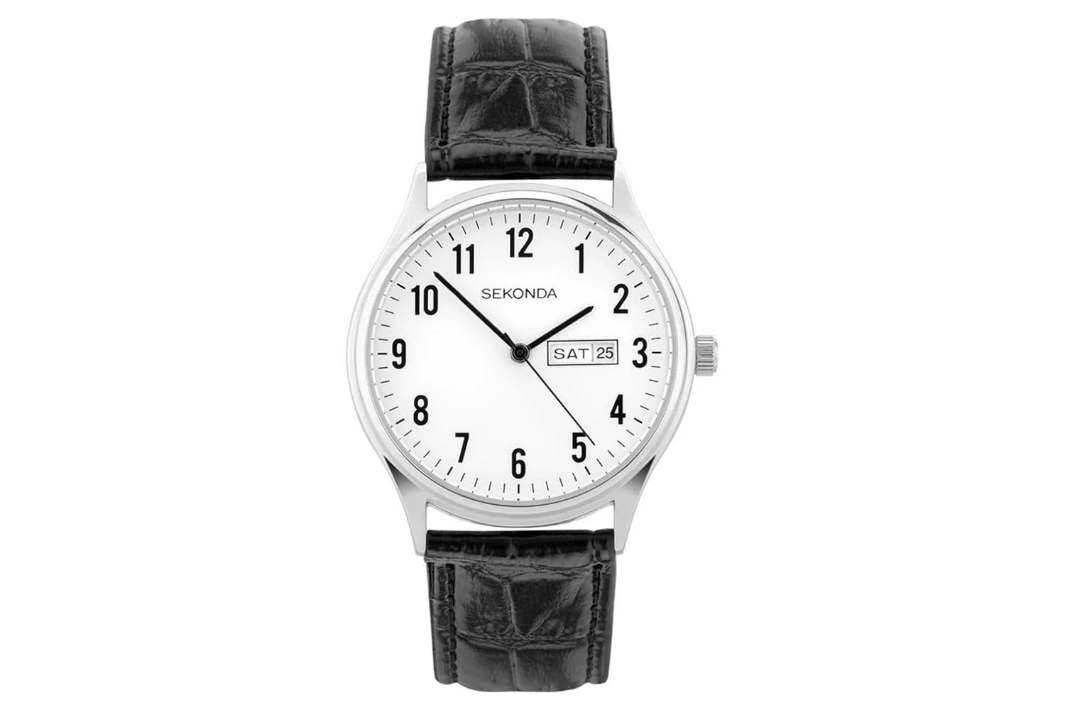 Sekonda Easy Reader Ladies Leather Strap Watch | Silver/Black