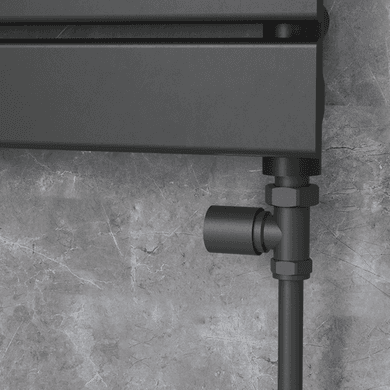 Elego Matte Black Modern Manual Straight Radiator Valves (pair)