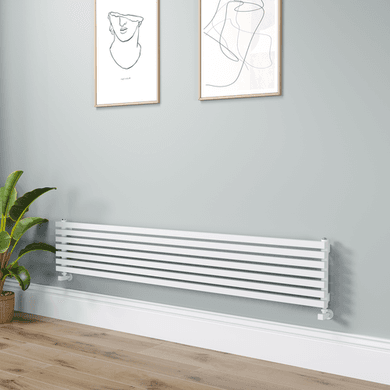 Ravello Linea White Square Designer Radiator 315x1800mm Single Panel 2556 BTU - Horizontal Bars