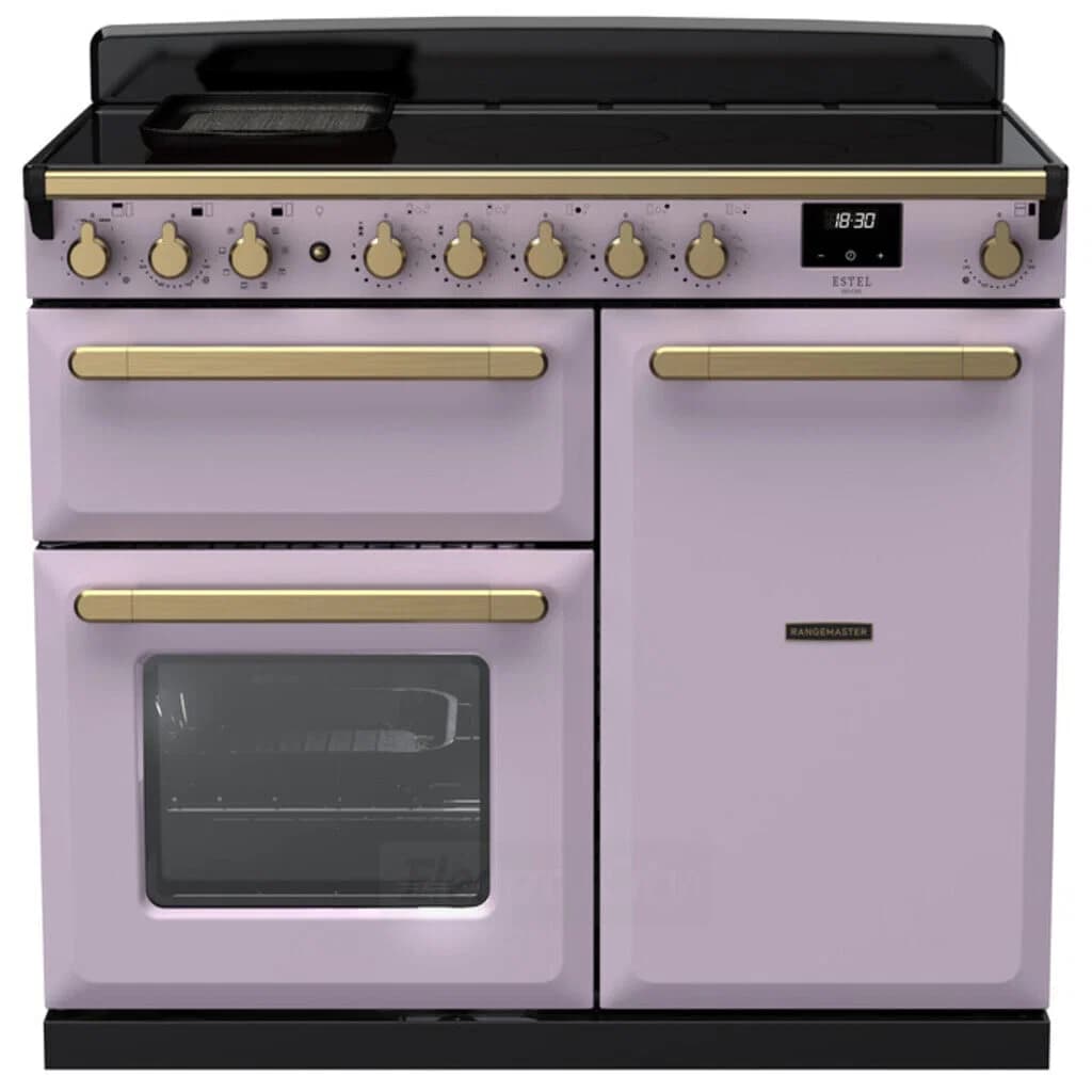 Rangemaster Estel Deluxe 100cm Induction Range Cooker | Heather with Brass Trim