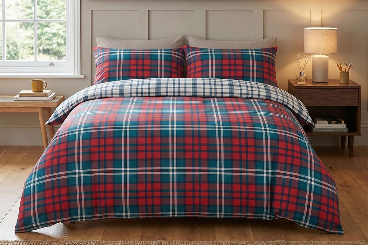 So soft | Ross Check Duvet Cover Set | Red | Double