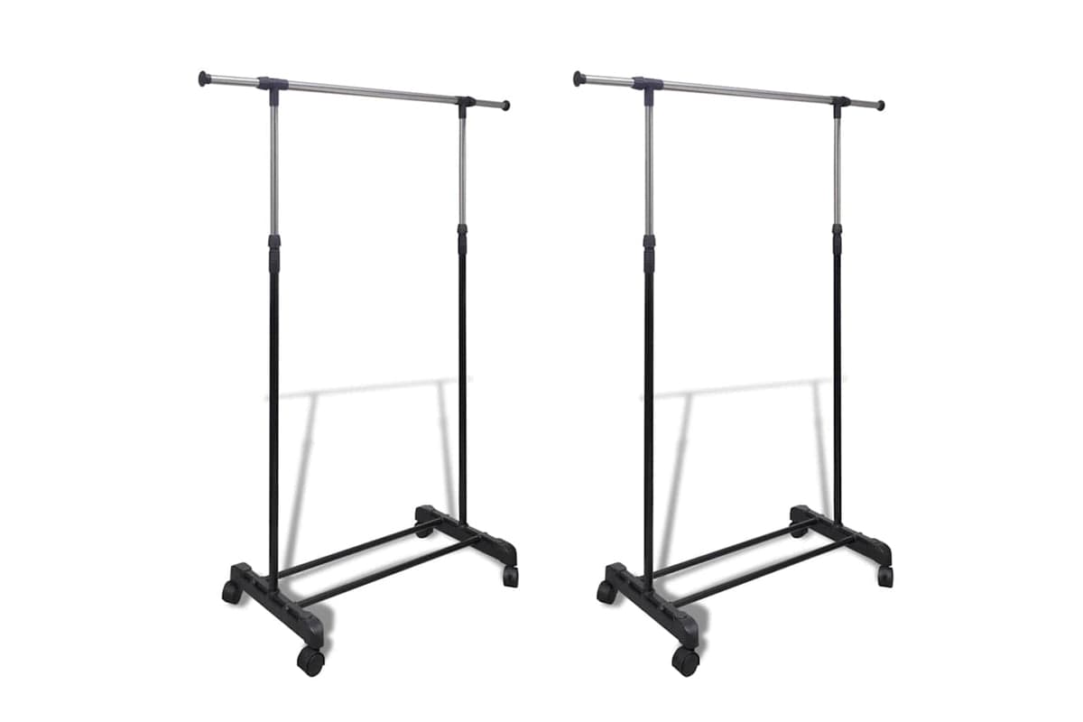 Vidaxl 270181 Adjustable Clothes Racks 2 Pcs 1 Hanging Rail