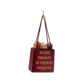 Shopping Bag with Gifts "Retail Therapy" Glass Tree Decoration 15cm