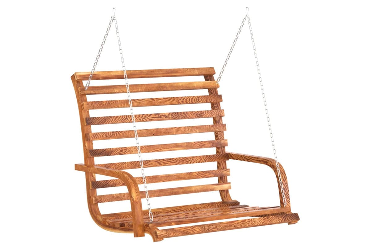 vidaXL Swing Bench Solid Bent Wood With Teak Finish 126x63x92cm