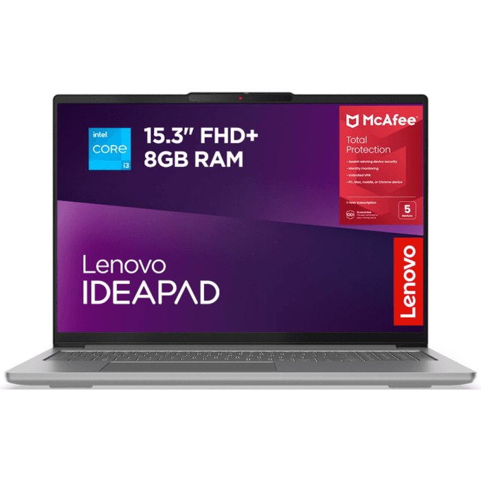 Lenovo IdeaPad Slim 3 83KD000TUK, 15.3", 256GB, Laptop, Grey