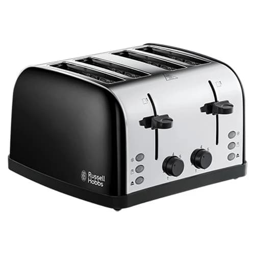 RussellHobbs Stainless Steel 4 Slice Toaster - Black | 28360