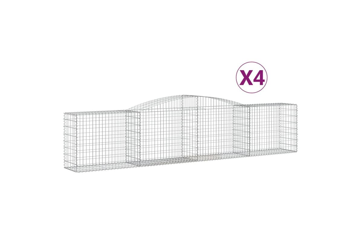 vidaXL 3146985 Arched Gabion Baskets 4 Pcs 400x50x80/100cm Galvanised Iron