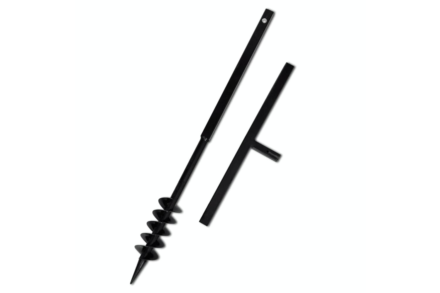 vidaXL 141023 Ground Drill With Handle Auger Bit 80mm Double Spirals Steel Black