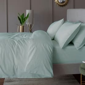 200 Thread Count Cotton Percale Duvet Set Duck Egg