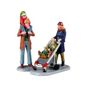 Family Holiday Shopping Spree Figurines Set of Two