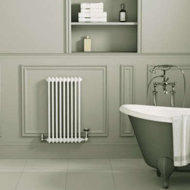 Reggio White Horizontal Double Column Radiator 800x425mm 1855 BTU - Cast Iron Style