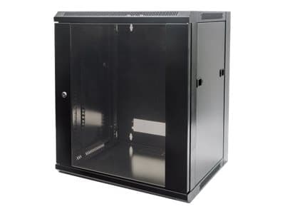 INTELLINET - Network Cabinet, Wall Mount (Standard), 9U, Usable Depth 410mm/Width 510mm, Black, Flatpack, Max 60kg, Metal & Glass Door, Back Panel, Removeable Sides, Suitable also for use on desk or floor, 19",Parts for wall