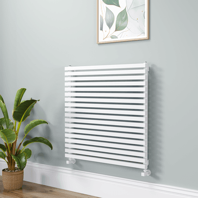Ravello Linea White Square Designer Radiator 810x800mm Single Panel 3150 BTU - Horizontal Bars