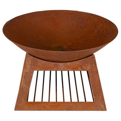 ElectriQ Round Oxidised Steel Fire Pit – Wood & Charcoal Outdoor Burner