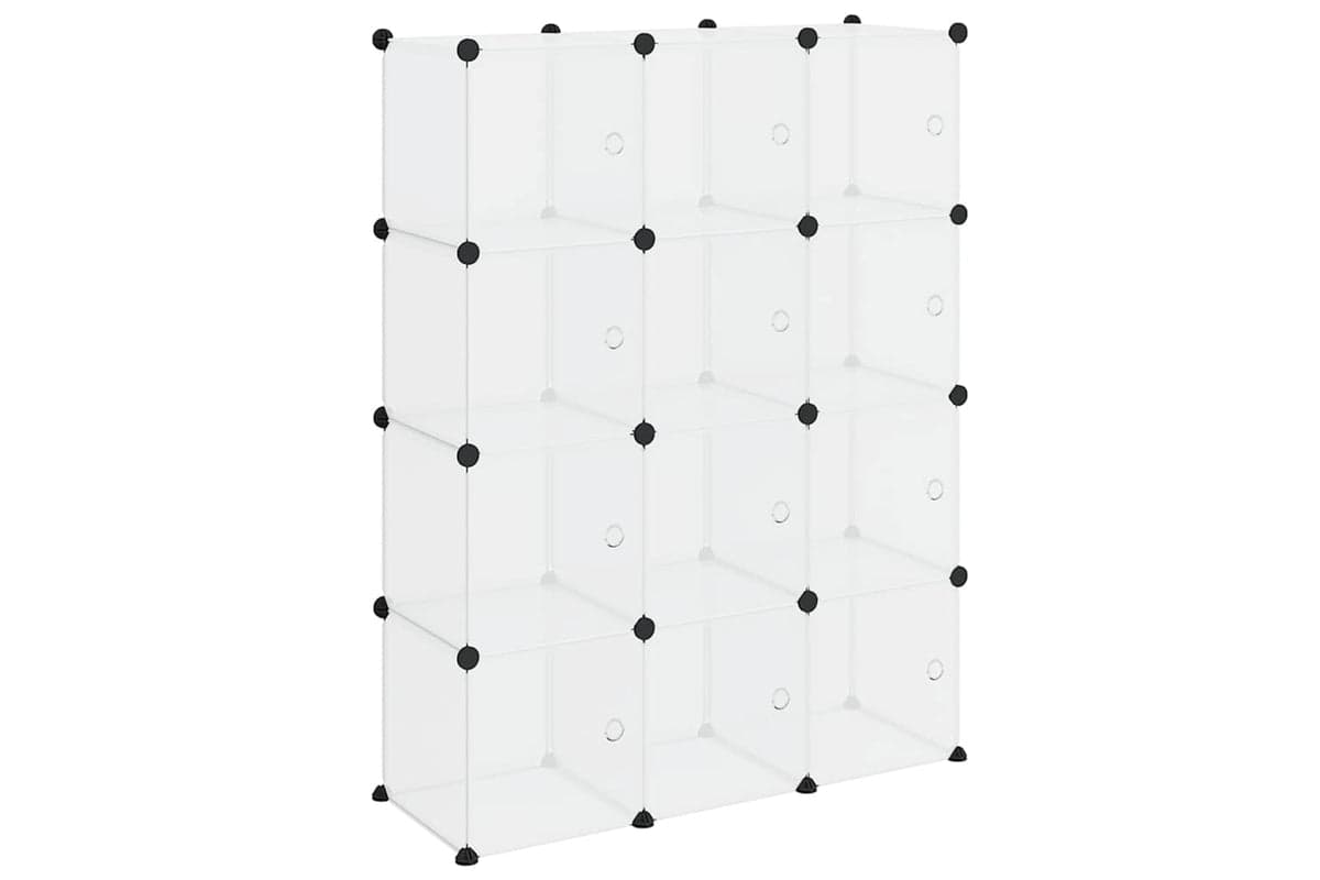 Vidaxl 340555 Storage Cube Organiser With 12 Cubes And Doors Transparent Pp