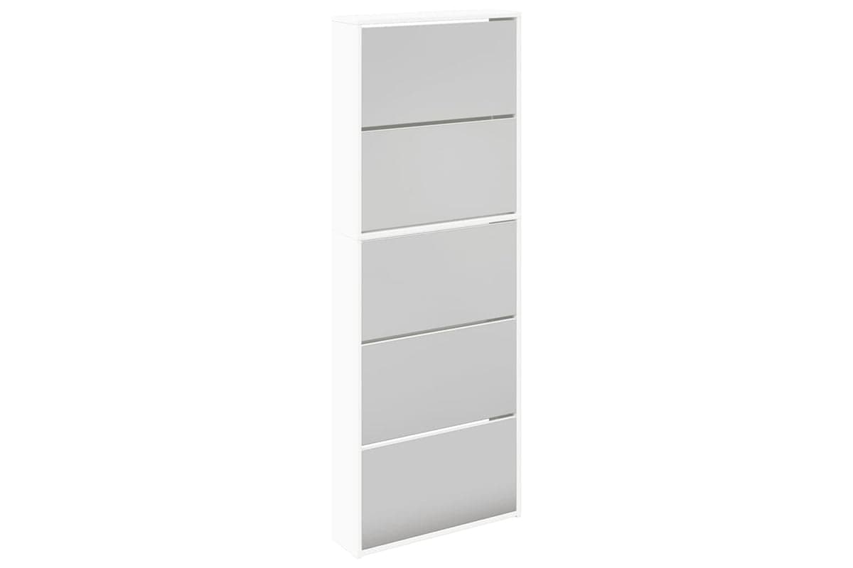 vidaXL 273938 Shoe Cabinet 5-layer Mirror White 63x17x169.5cm