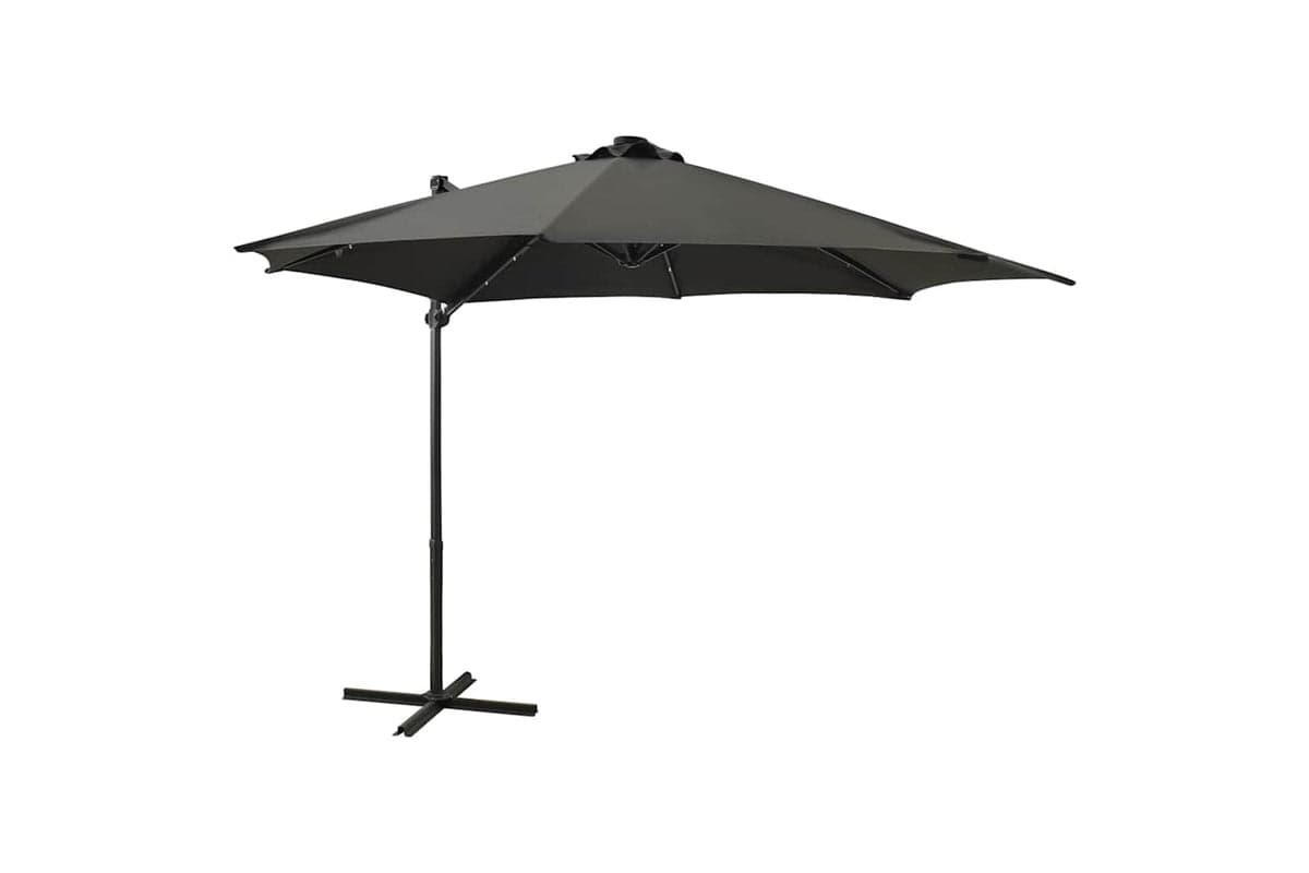 Vidaxl 312330 Cantilever Umbrella With Pole And Led Lights Anthracite 300 Cm