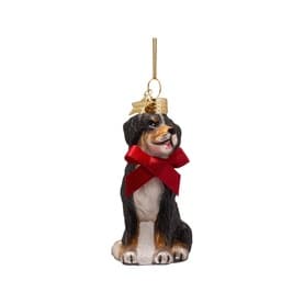 Bernese Mountain Dog with Bow Glass Tree Decoration 9cm