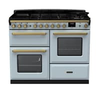 Rangemaster Estel Deluxe 110cm Dual Fuel Range Cooker - Misty Blue with Brass Trim | ESDLO110DFPMSB/AB1