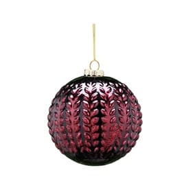 Raised Leaf Glass Ball Tree Decoration 10cm