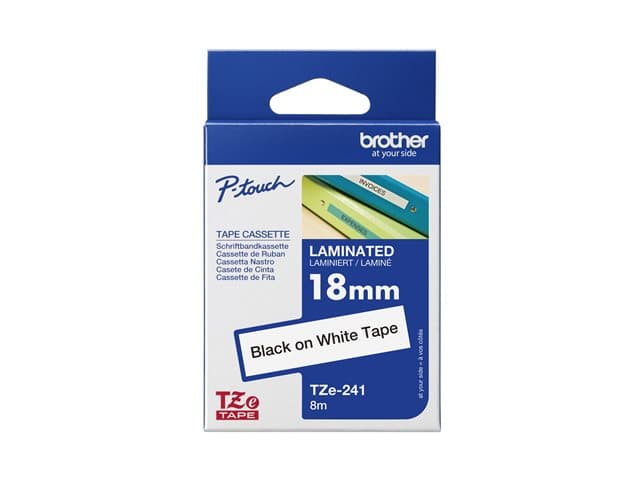 BROTHER - TZE-241 LAMINATED TAPE 18MM 8M BLACK ON WHITE