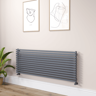 Ravello Linea Dark Grey Anthracite Square Designer Radiator 585x1600mm Single Panel 4266 BTU - Horizontal Bars