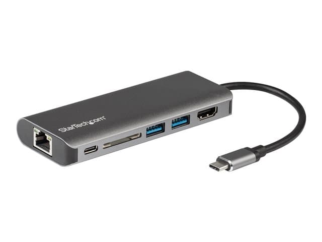 STARTECH.COM - Startech USB C Multiport Adapter - Portable USB-C Dock to 4K HDMI, 2-pt USB 3.0 Hub, SD/SDHC, GbE, 60W PD Pass-Through - USB Type-C/Thunderbolt 3 - NEW VERSION AVAILABLE DKT30CSDHPD3 (DKT30CSDHPD) - docking station - USB-C / Thunderbolt 3 - 1GbE