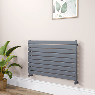 Riace Linea Dark Grey Anthracite Flat Designer Radiator 630x1000mm Single Panel 2433 BTU - Horizontal Bars