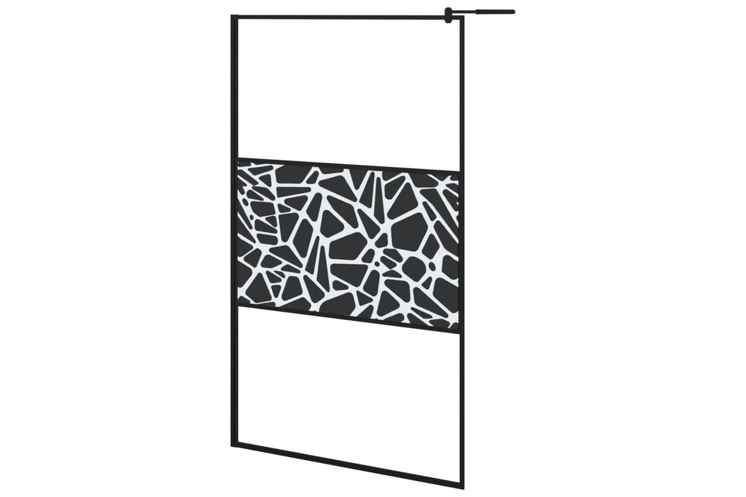 Vidaxl 151883 Walk-in Shower Wall 115x195cm Esg Glass With Stone Design Black