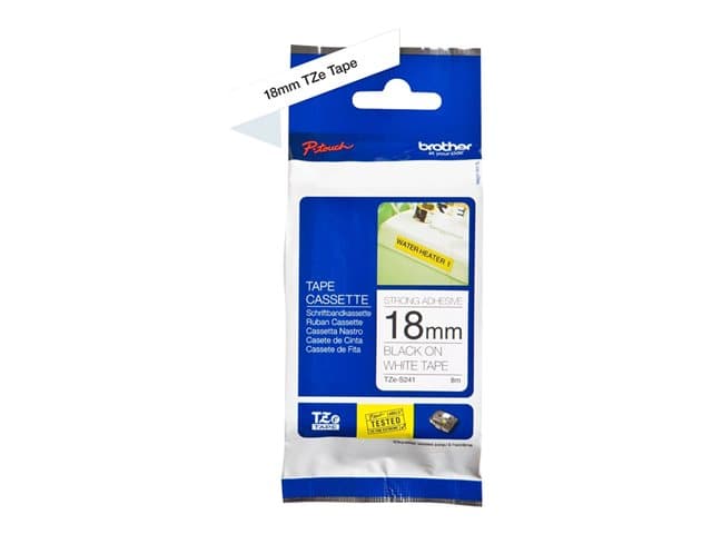 BROTHER - TZE-S241 LAMINATED TAPE M 8M 8MBLACK ON WHITE EXTRA-STRONG