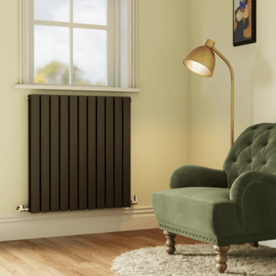 Riace Midnight Black Horizontal Flat Designer Radiator 800x748mm Double Panel 3628 BTU