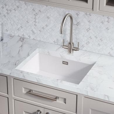Rangemaster Rustique Single Bowl Inset / Undermount White Ceramic Kitchen Sink