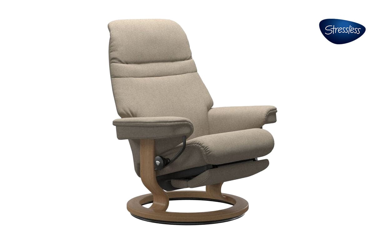 Stressless Sunrise Recliner Power Leg Base with Footstool | Leather | Beige