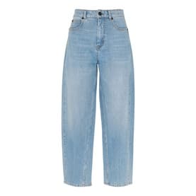 Barrel Leg Tapered Denim Jeans