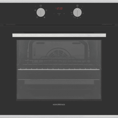 NordMende Built In 65L Single Fan Oven Grill Timer Black Glass with Stainless Steel | SO207IX