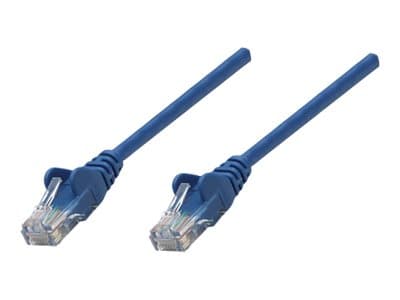 INTELLINET - Network Patch Cable, Cat5e, 1m, Blue, CCA, U/UTP, PVC, RJ45, Gold Plated Contacts, Snagless, Booted, Lifetime Warranty, Polybag - patch cable - blue