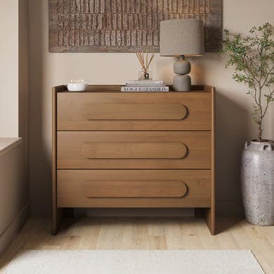 Wide Wooden 3 Drawer Chest of Drawers - Margot
