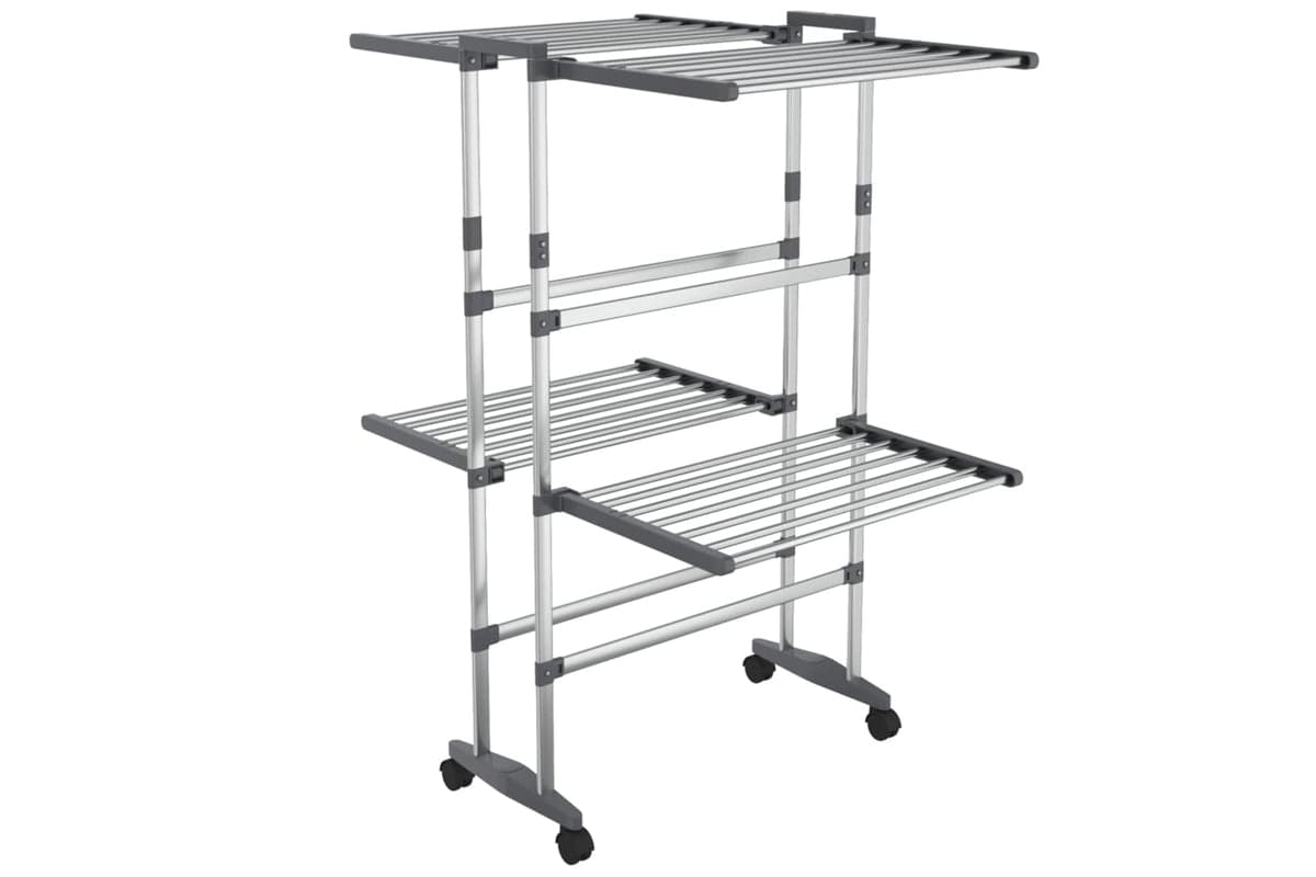 vidaXL 344377 2-tier Laundry Drying Rack With Wheels Silver 60x70x106cm