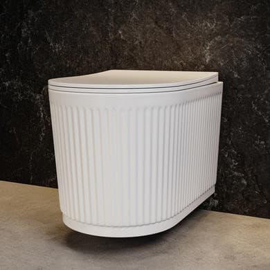 Fluted Wall Hung Rimless Short Projection Toilet with Soft Close Seat - Oregon