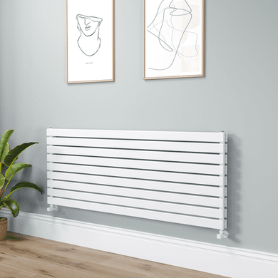 Riace Linea White Flat Designer Radiator 630x1600mm Double Panel 5648 BTU - Horizontal Bars